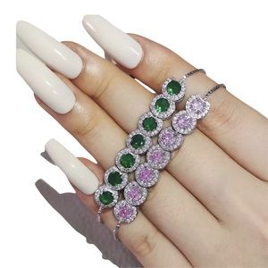 925 Sterling Silver Plated Round CZ Bracelet